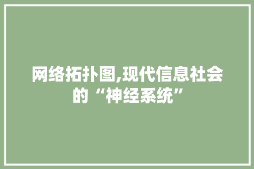 网络拓扑图,现代信息社会的“神经系统”
