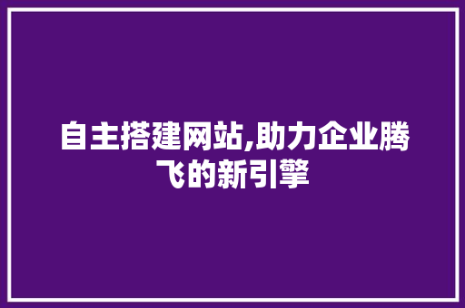自主搭建网站,助力企业腾飞的新引擎 自主搭建网站,助力企业腾飞的新引擎 神马SEO