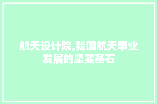 航天设计院,我国航天事业发展的坚实基石 航天设计院,我国航天事业发展的坚实基石 必应SEO