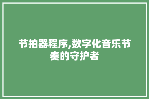 节拍器程序,数字化音乐节奏的守护者 节拍器程序,数字化音乐节奏的守护者 搜狗SEO