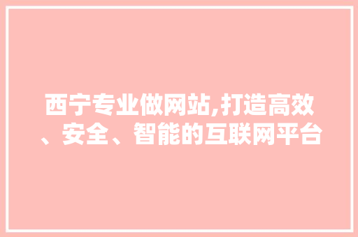 西宁专业做网站,打造高效、安全、智能的互联网平台