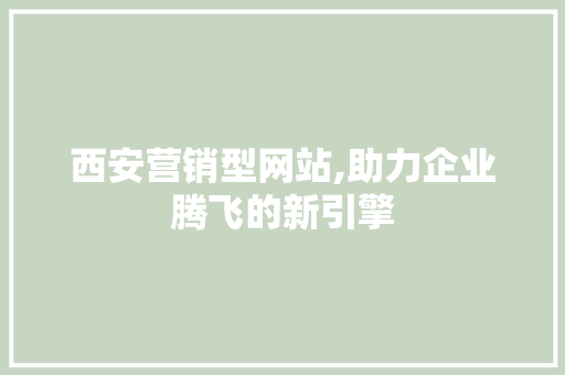 西安营销型网站,助力企业腾飞的新引擎 西安营销型网站,助力企业腾飞的新引擎 网站建设公司
