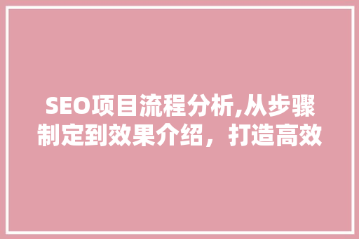 SEO项目流程分析,从步骤制定到效果介绍，打造高效搜索引擎优化方法 SEO项目流程分析,从步骤制定到效果介绍，打造高效搜索引擎优化方法 搜狗SEO
