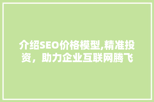 介绍SEO价格模型,精准投资，助力企业互联网腾飞 介绍SEO价格模型,精准投资，助力企业互联网腾飞 必应SEO