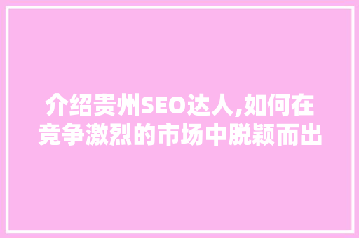 介绍贵州SEO达人,如何在竞争激烈的市场中脱颖而出 介绍贵州SEO达人,如何在竞争激烈的市场中脱颖而出 SEO关键词