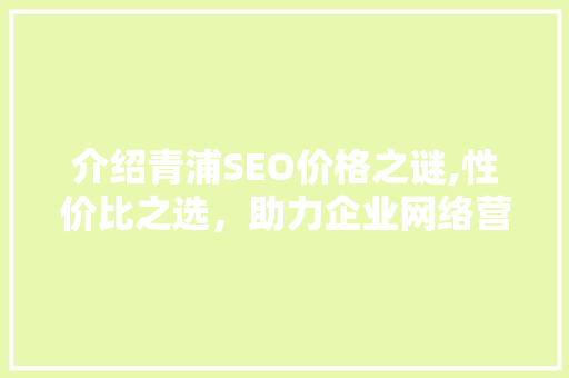 介绍青浦SEO价格之谜,性价比之选，助力企业网络营销腾飞 介绍青浦SEO价格之谜,性价比之选，助力企业网络营销腾飞 百度SEO