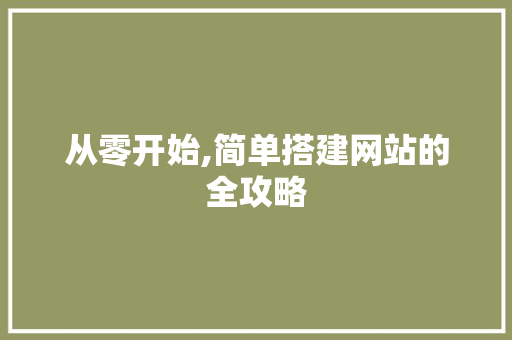 从零开始,简单搭建网站的全攻略 从零开始,简单搭建网站的全攻略 必应SEO
