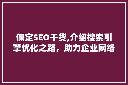 保定SEO干货,介绍搜索引擎优化之路，助力企业网络营销 保定SEO干货,介绍搜索引擎优化之路，助力企业网络营销 网站建设公司