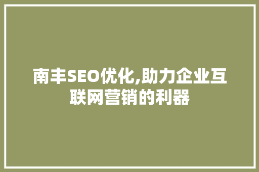 南丰SEO优化,助力企业互联网营销的利器 南丰SEO优化,助力企业互联网营销的利器 网站建设公司