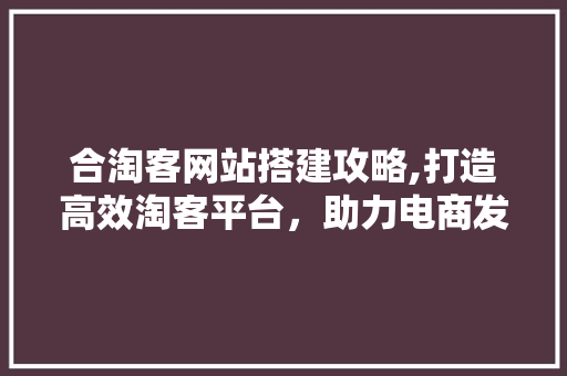 合淘客网站搭建攻略,打造高效淘客平台，助力电商发展 合淘客网站搭建攻略,打造高效淘客平台，助力电商发展 必应SEO