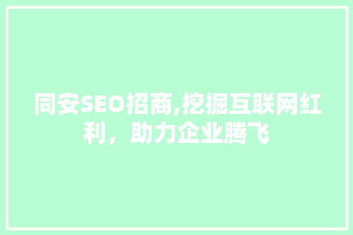 同安SEO招商,挖掘互联网红利，助力企业腾飞 同安SEO招商,挖掘互联网红利，助力企业腾飞 必应SEO