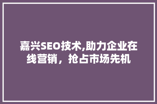嘉兴SEO技术,助力企业在线营销，抢占市场先机 嘉兴SEO技术,助力企业在线营销，抢占市场先机 百度SEO