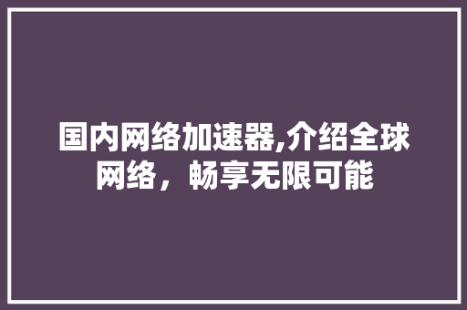 国内网络加速器,介绍全球网络，畅享无限可能 国内网络加速器,介绍全球网络，畅享无限可能 搜狗SEO