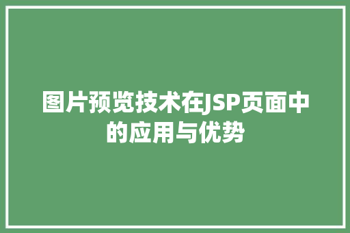图片预览技术在JSP页面中的应用与优势 图片预览技术在JSP页面中的应用与优势 必应SEO