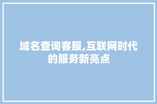 域名查询客服,互联网时代的服务新亮点 域名查询客服,互联网时代的服务新亮点 SEO关键词
