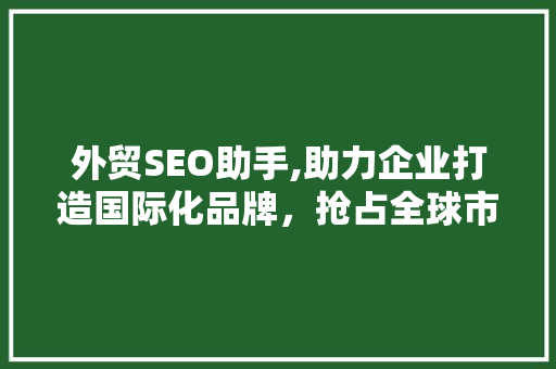 外贸SEO助手,助力企业打造国际化品牌，抢占全球市场先机 外贸SEO助手,助力企业打造国际化品牌，抢占全球市场先机 必应SEO