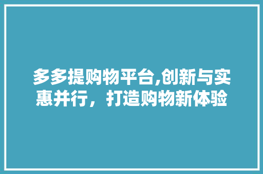 多多提购物平台,创新与实惠并行，打造购物新体验 多多提购物平台,创新与实惠并行，打造购物新体验 神马SEO