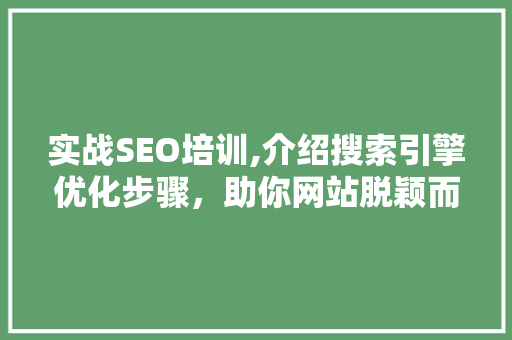 实战SEO培训,介绍搜索引擎优化步骤，助你网站脱颖而出 实战SEO培训,介绍搜索引擎优化步骤，助你网站脱颖而出 百度SEO