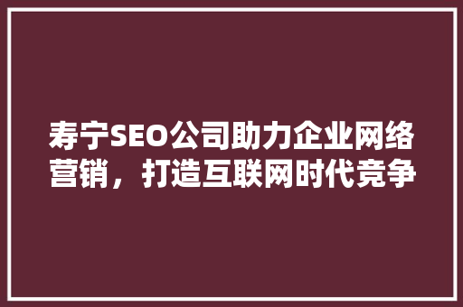 寿宁SEO公司助力企业网络营销，打造互联网时代竞争优势 寿宁SEO公司助力企业网络营销，打造互联网时代竞争优势 网站建设公司