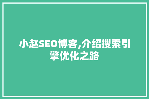 小赵SEO博客,介绍搜索引擎优化之路