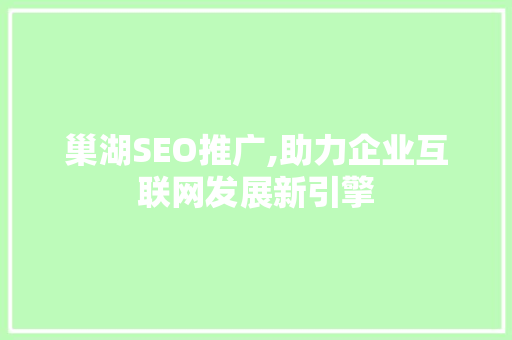 巢湖SEO推广,助力企业互联网发展新引擎 巢湖SEO推广,助力企业互联网发展新引擎 网站建设公司