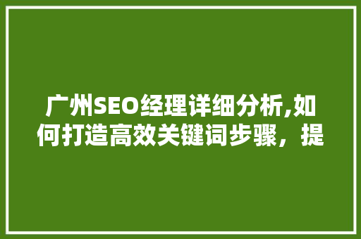 广州SEO经理详细分析,如何打造高效关键词步骤，提升企业网络营销效果 广州SEO经理详细分析,如何打造高效关键词步骤，提升企业网络营销效果 神马SEO