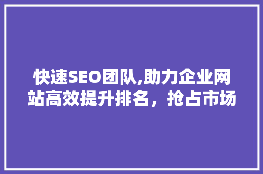 快速SEO团队,助力企业网站高效提升排名，抢占市场先机 快速SEO团队,助力企业网站高效提升排名，抢占市场先机 搜狗SEO