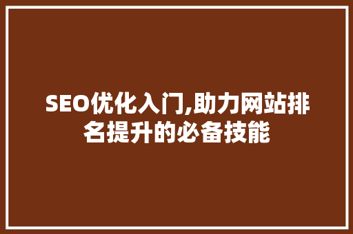 SEO优化入门,助力网站排名提升的必备技能 SEO优化入门,助力网站排名提升的必备技能 百度SEO