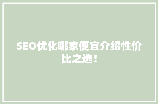 SEO优化哪家便宜介绍性价比之选！ SEO优化哪家便宜介绍性价比之选！ 必应SEO