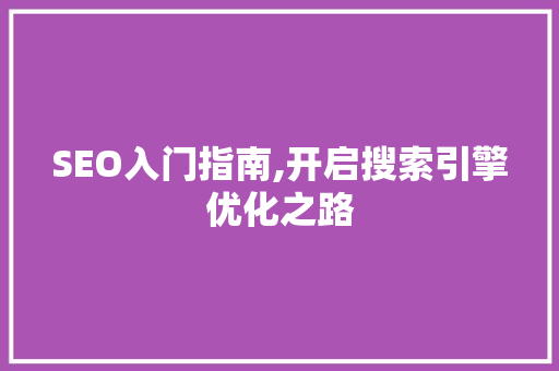 SEO入门指南,开启搜索引擎优化之路 SEO入门指南,开启搜索引擎优化之路 网站建设公司