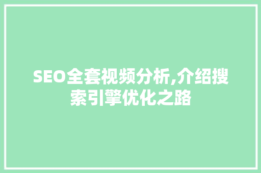 SEO全套视频分析,介绍搜索引擎优化之路 SEO全套视频分析,介绍搜索引擎优化之路 网站建设公司