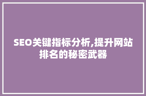 SEO关键指标分析,提升网站排名的秘密武器 SEO关键指标分析,提升网站排名的秘密武器 SEO关键词