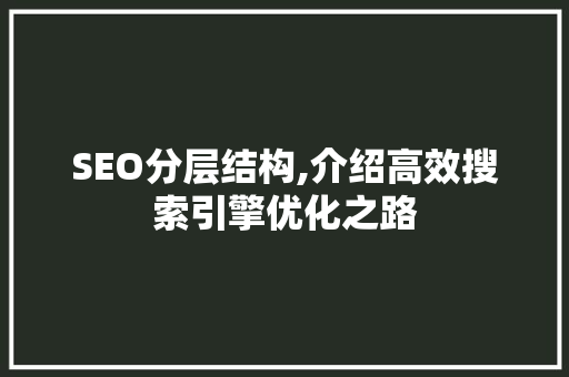 SEO分层结构,介绍高效搜索引擎优化之路 SEO分层结构,介绍高效搜索引擎优化之路 百度SEO