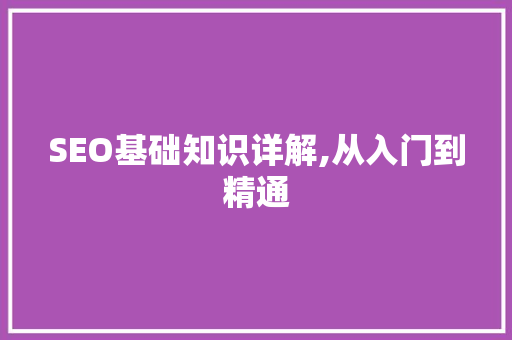 SEO基础知识详解,从入门到精通 SEO基础知识详解,从入门到精通 百度SEO