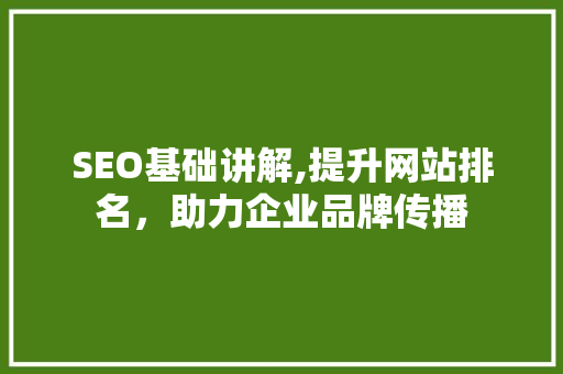 SEO基础讲解,提升网站排名，助力企业品牌传播 SEO基础讲解,提升网站排名，助力企业品牌传播 SEO关键词