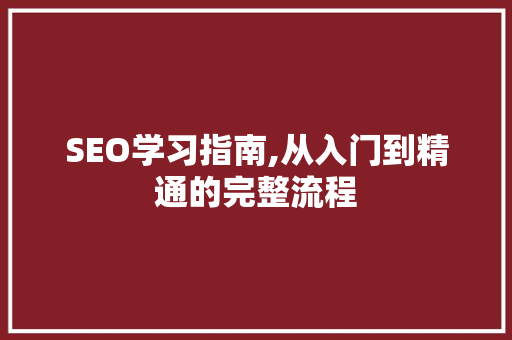 SEO学习指南,从入门到精通的完整流程 SEO学习指南,从入门到精通的完整流程 网站建设公司