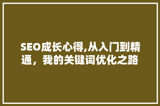 SEO成长心得,从入门到精通，我的关键词优化之路 SEO成长心得,从入门到精通，我的关键词优化之路 SEO关键词
