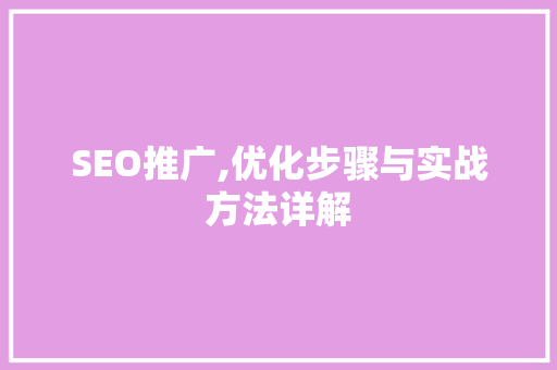 SEO推广,优化步骤与实战方法详解 SEO推广,优化步骤与实战方法详解 搜狗SEO