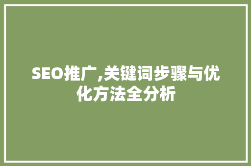 SEO推广,关键词步骤与优化方法全分析 SEO推广,关键词步骤与优化方法全分析 SEO关键词