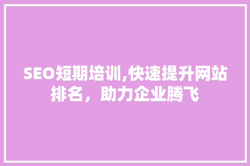 SEO短期培训,快速提升网站排名，助力企业腾飞