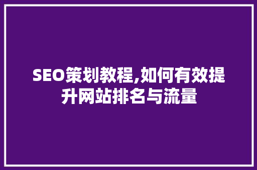 SEO策划教程,如何有效提升网站排名与流量 SEO策划教程,如何有效提升网站排名与流量 SEO关键词