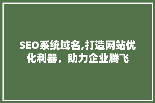 SEO系统域名,打造网站优化利器，助力企业腾飞 SEO系统域名,打造网站优化利器，助力企业腾飞 网站建设公司