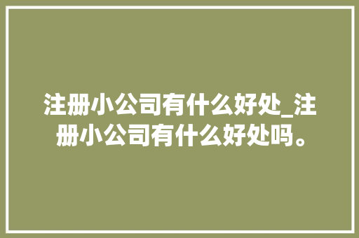 注册小公司有什么好处_注册小公司有什么好处吗。