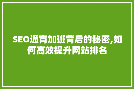 SEO通宵加班背后的秘密,如何高效提升网站排名 SEO通宵加班背后的秘密,如何高效提升网站排名 搜狗SEO