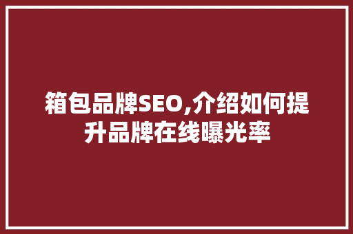 箱包品牌SEO,介绍如何提升品牌在线曝光率