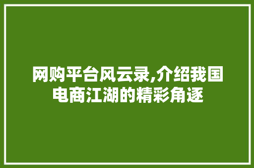 网购平台风云录,介绍我国电商江湖的精彩角逐 网购平台风云录,介绍我国电商江湖的精彩角逐 必应SEO