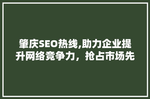 肇庆SEO热线,助力企业提升网络竞争力，抢占市场先机 肇庆SEO热线,助力企业提升网络竞争力，抢占市场先机 神马SEO
