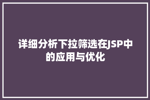 详细分析下拉筛选在JSP中的应用与优化 详细分析下拉筛选在JSP中的应用与优化 必应SEO