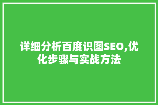 详细分析百度识图SEO,优化步骤与实战方法 详细分析百度识图SEO,优化步骤与实战方法 网站建设公司