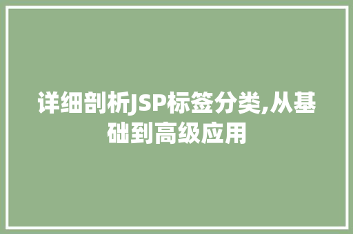 详细剖析JSP标签分类,从基础到高级应用 详细剖析JSP标签分类,从基础到高级应用 神马SEO